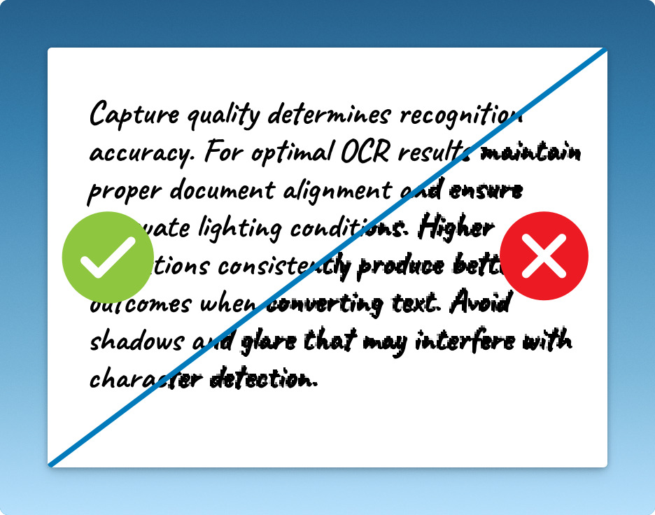 Ensure your document is sharp before uploading for handwritng to text OCR.